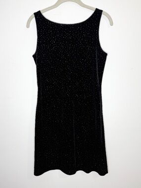 Vintage 90s Byer Too Black Sparkle Velvet Mini Dress Y2K Goth